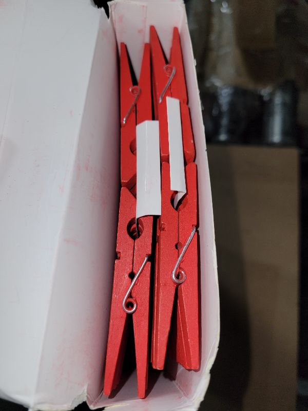 Photo 1 of 100 Pcs Colored Clothes Pins Wooden, Red Clothespins for Crafts, Clothing Pins for Hanging Clothes Classroom 2.9 Inch