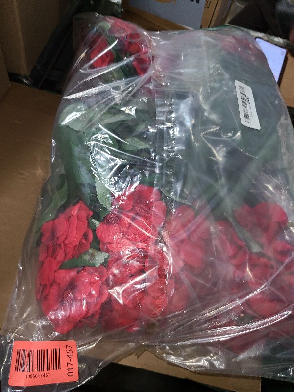 Photo 1 of 16 Bundles18" Artificial Geranium Flowers for Outdoor Spring Summer Decoration,Fake Silk Geranium Faux Plants UV Resistant for Front Door Planter Outside Home Garden Balcony Yard Porch Decor (Red?