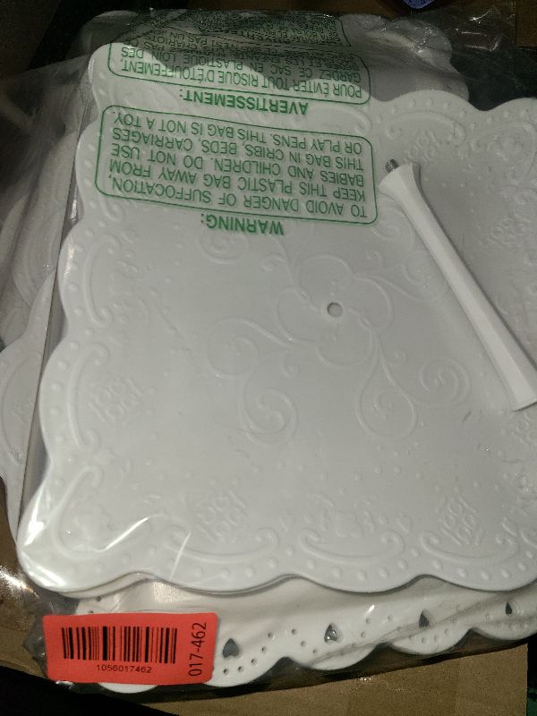 Photo 1 of 10 Pcs Cake Stand White Plastic Dessert Table Display Set 4 Pcs 3 Tired Cupcake Stand Cookie Tray Rack Serving Tray Cake Display Tower and 6 Pcs Dessert Trays for Wedding Baby Shower Tea Party (White)
