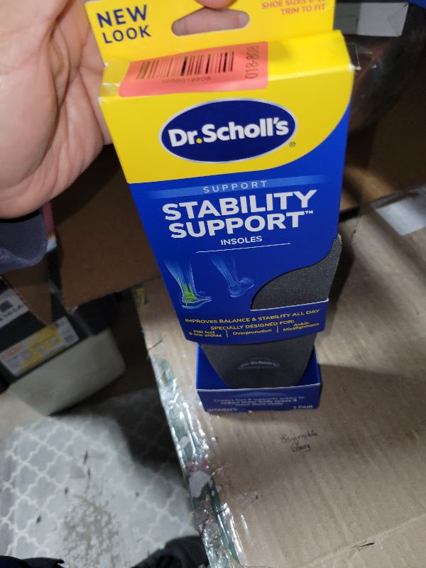 Photo 1 of ?Dr. Scholl's Stability Support Insoles, Flat Feet & Overpronation Low Arch Support, Improves Balance & Stability, Motion Control, Trim Inserts to Fit Shoes, Women's Size 6-10