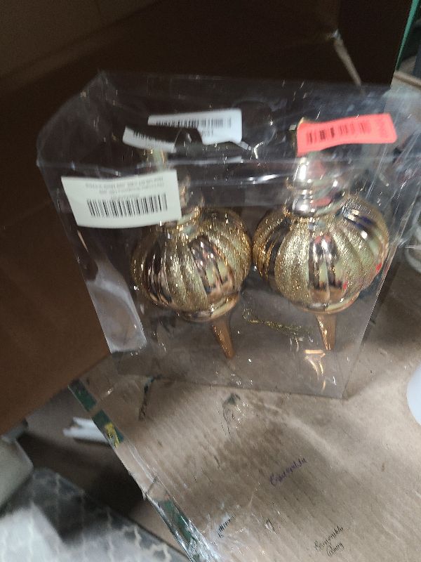 Photo 1 of 2 Pcs 10" Large Bronze Christmas Ball Ornaments - Shatterproof Finial Drop Ornaments for Tree Decorations
