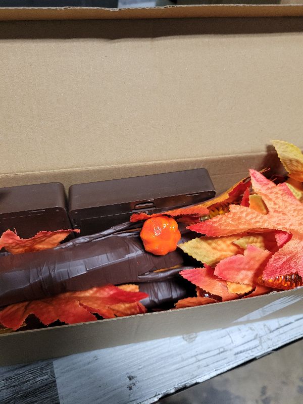 Photo 1 of 2Pack 24 Inch Prelit Maple Tree Fall Thanksgiving Decor with 48 LED Timer Battery Operated, Lighted 3D Acorn Maple Lampshade Pumpkin Artificial Tabletop Tree Thanksgiving Table Decorations Home Indoor