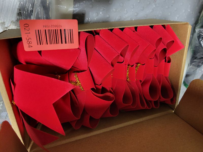 Photo 1 of 12 PCS Christmas Red Velvet Bow, 5x8 Inches Velvet PVC Christmas Tree Bows - Large Hanging Xmas Bows for Indoor Outdoor Decor, Wreath, Railing, Fences, Party Supplies & Gift Boxes (Red 1, 12 Pcs)