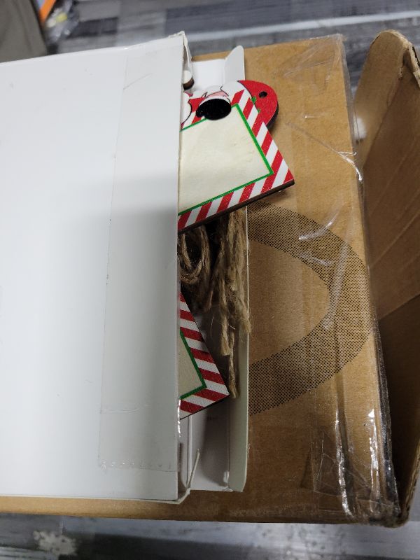 Photo 1 of 12 Pcs Stocking Tags Personalized Christmas Stocking Tags Wooden Name Tags for Christmas Stockings Labels for Presents Tags Rustic Christmas Tree Hanging Ornaments (Santa Shape)