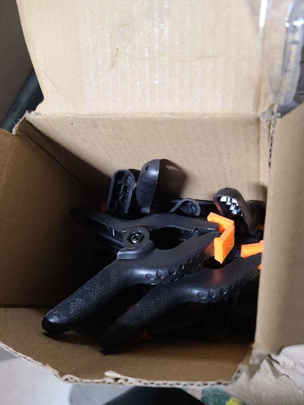 Photo 1 of 12 Pack Plastic Spring Clamps, 3.5inch Small Heavy Duty Clips for Crafts, Backdrop Stand, Woodworking, Photography Studios (Black)