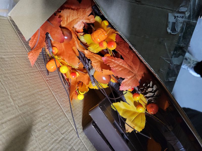 Photo 1 of 2 Pack 24 Inch Prelit Lighted Maple Tree, Artificial Fall Tree with 24 LEDs Timer Battery Operated, for Thanksgiving Decorations/Fall Decor/Fall Decorations Indoor/Halloween Table Centerpiece