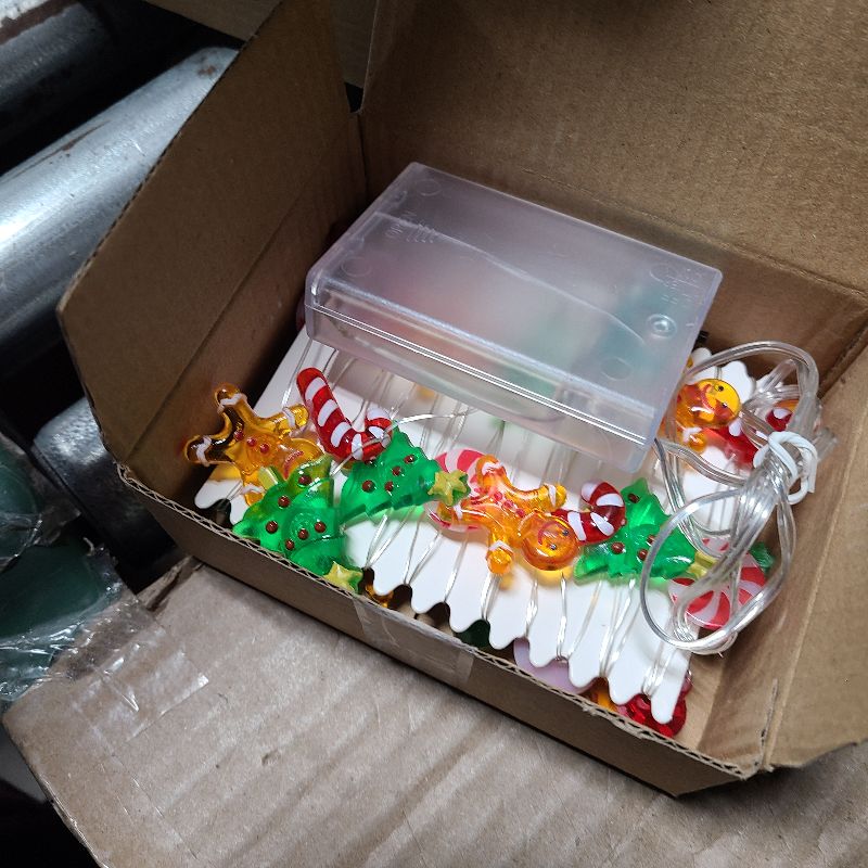 Photo 1 of 15FT 40 LED Christmas Lights Battery Operated Christmas Tree Candy Cane Gingerbread Man Candy String Lights, Xmas Christmas Lights Indoor for Christmas Tree Decorations Home Table Holiday Decor Gifts