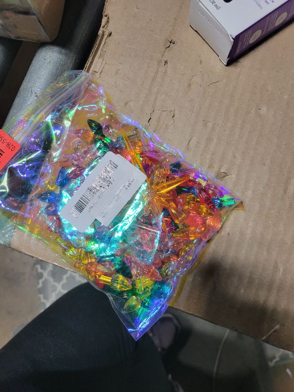 Photo 1 of 110Pcs in 10 Colors Ceramic Christmas Tree Replacement Bulbs - Plastic Lights Pegs, Included Angel Topper?Snowflake Top?Cross Stars.