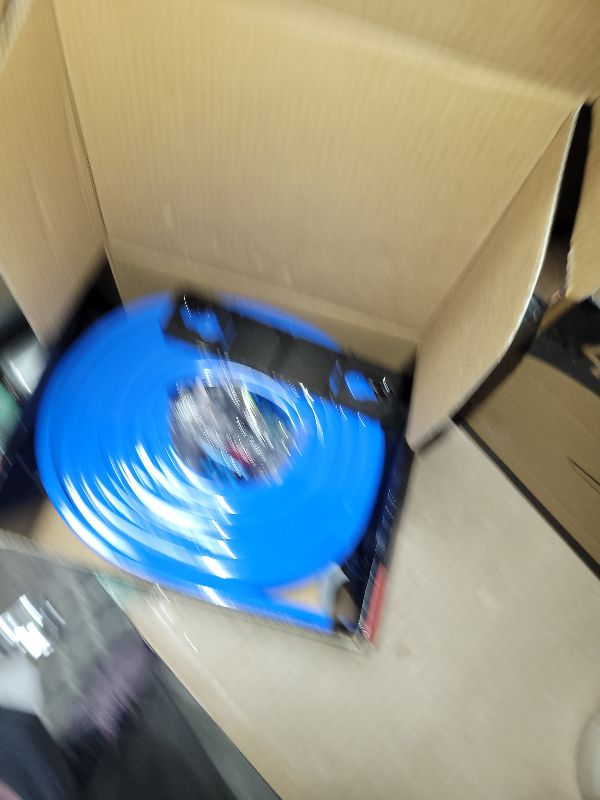 Photo 1 of 15 Ft Flexible Race Car Track for Kids, Double-Sided Racetrack for 1:64 Diecast Cars Toys, Rolls Up Portable Race Tracks with 4 Car & Suction Cups, Birthday Gifts for Boys Girls Ages 3-5 5-7, Blue