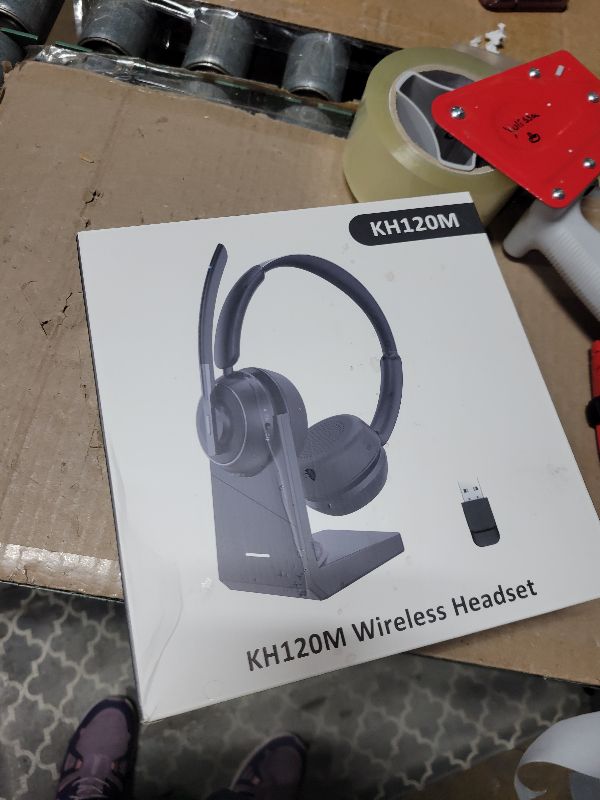 Photo 1 of (2025 Upgraded) Wireless Headset with Mic for Work, Bluetooth Headset with Noise Canceling Microphone with Dongle, Charging Base & Mic Mute, Wireless Headphones for Work from Home/PC/Computer