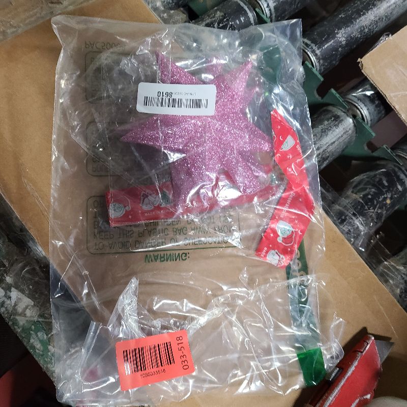 Photo 1 of 2 Pack Glittered Mini Star Christmas Tree Topper Star Treetop for Small Christmas Tree Ornaments (Pink)