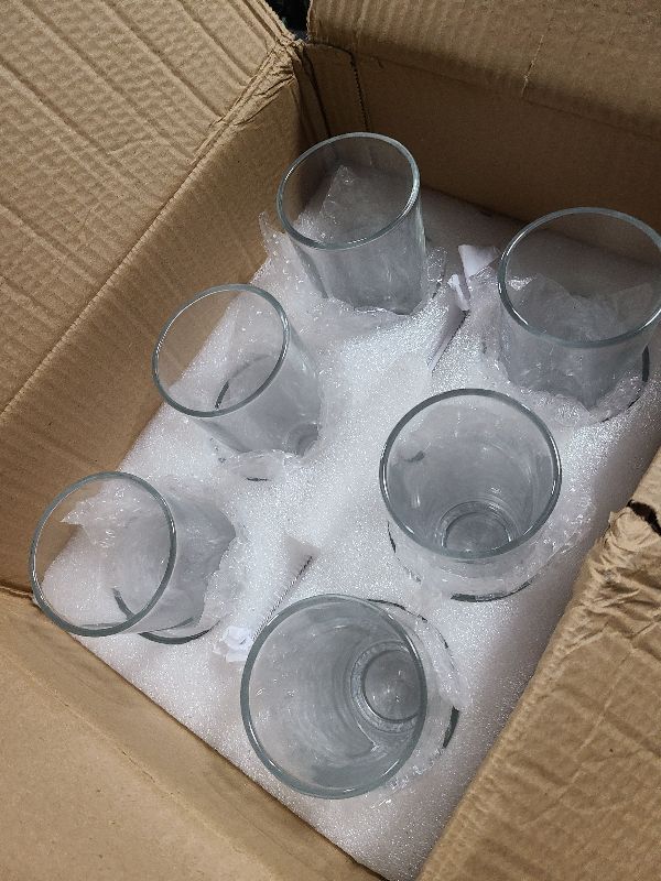 View 2 of [ 12 Pack ] Glass Cups with Glass Straws, 12oz Highball & Rock Drinking Glasses, Everyday Drinkware Glasses Set, Cute Tumbler Cup, Kitchen Glasses for Iced Coffee, Water, Beer, Cocktail, Whiskey Gift.