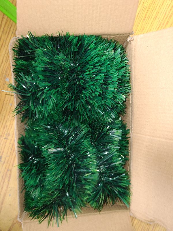 Photo 1 of 2 Pack Christmas Garland with Lights, Total 38 Feet 80 Led Lighted Pre-Lit Long Garlands for Stairs Railing Fireplace Mantle Door Battery Operated Frame Decor Green Greenery Indoor Outdoor Decorations