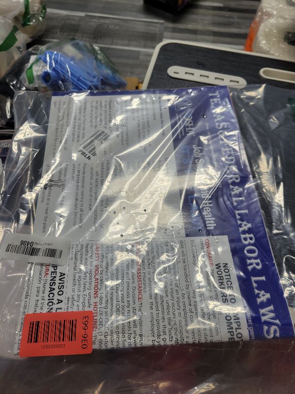 Photo 1 of 2026 Texas State and Federal Labor Laws Poster – OSHA Compliant Laminated 24" x 36" English and Spanish Bundle 2 Pack Folded