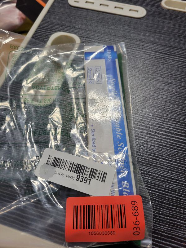 View 2 of 15 Pack Surgical Blades #10 Round with Stainless Steel Scalpel Handle, High Carbon Steel Dermablade Blades Individually Wrapped Sterile for Dermaplaining, Podiatry, Crafts & More