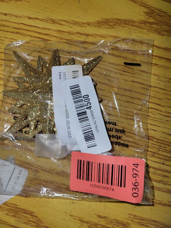 Photo 1 of 1 X 5.5" ACRYLIC GLITTER STAR TREETOP. COLOR: GOLD.