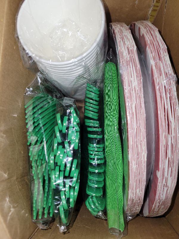 Photo 1 of 175 Pcs Christmas Paper Plates Set - Include Paper Plates Cups Cutlery Napkins for Christmas Party Supplies, Serve 25 Guests