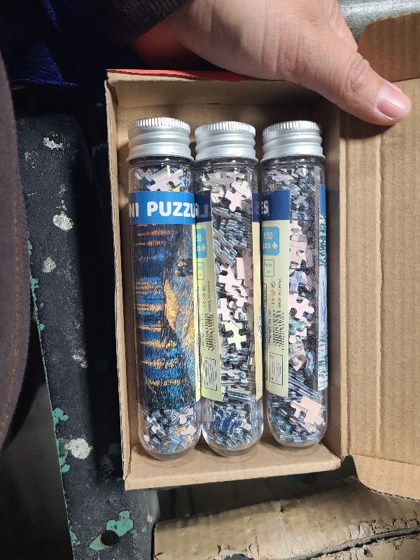View 3 of 150 Piece Mini Jigsaw Puzzles for Adults & Kids, 6" x 4" Starry Night & More 3 Pack