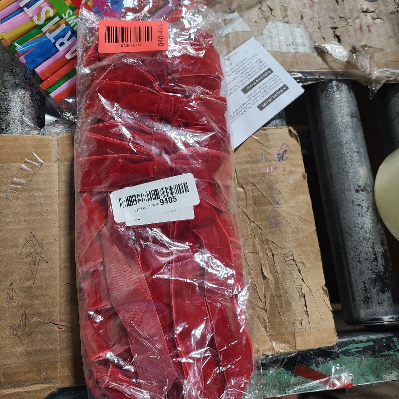 Photo 1 of 12Pcs Red Velvet Ribbon Bows Christmas Tree Decorations,5in x 10in Xmas Ornaments for Tree Home Party Front Door Wreath Holiday Decor