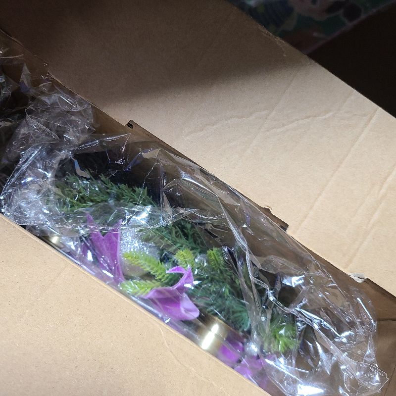 Photo 1 of 12-Inch Purple and Pink Ribbon Advent Wreath, Metal Catholic Advent Wreath Candle Holder, Christmas Centerpiece Decor, Xmas Decorations