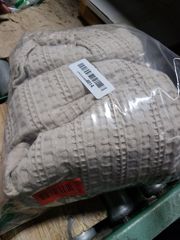 Photo 1 of 100% Cotton Waffle Blanket with Fringe, Pre-Washed Waffle Weave Blanket for All Season, Lightweight Breathable Soft Cozy Throw Blanket for Couch, Bed, Travel (Beige - 66x90 Inches)