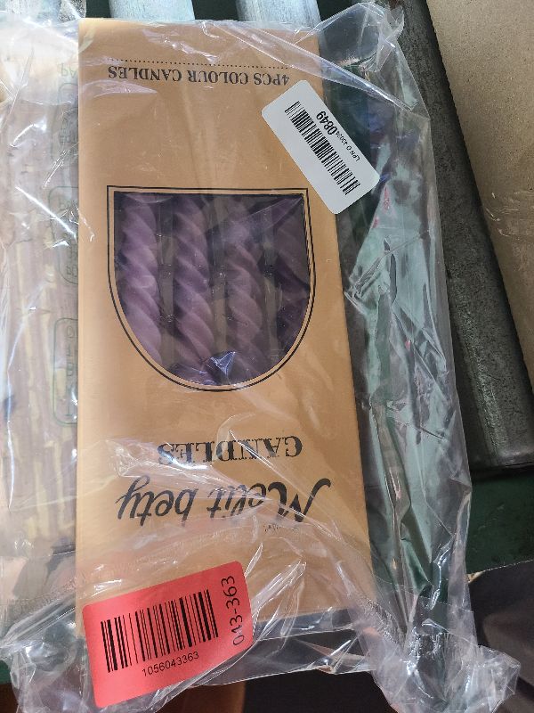 Photo 1 of 10 inch Gradual Spiral Color Taper Candles Set of 4 Pack Tapered Candle, Tall Candlesticks,for Dinner Party Wedding, Holiday Spring,Home Decor,Kitchen Decor (4, Purple Series, 10inch)