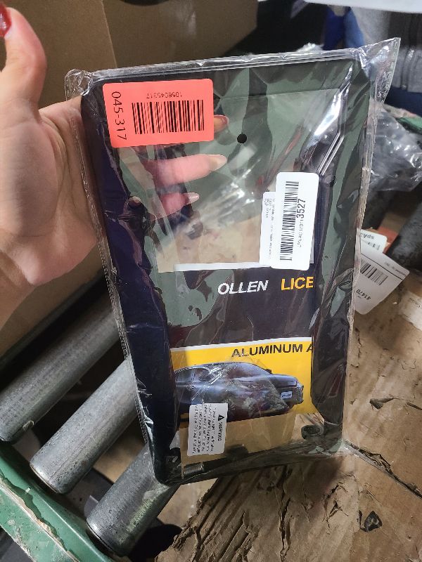 Photo 1 of 2 Pack OLLEN Gloss Black License Plate Frames, Aluminum Alloy Heavy Duty Car Tag Holder Protector, with Mount Hardware, Car Cup Coasters, Anti-Theft Caps, Rattle Proof Pads, Screwdriver, Black