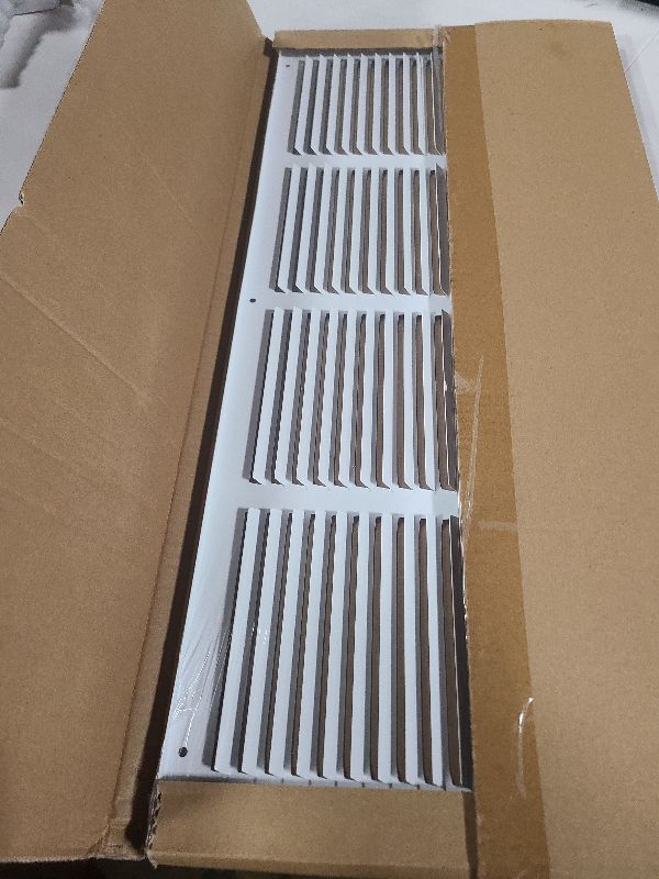 View 2 of 24x10 Return Air Grille (Duct Opening Size), Air Return Vent Cover, AC Vent Cover, Cold Air Return Vent Cover, Flat Return Air Grilles, Outer Dimensions:25.75"W x 11.75"H (24"Wx10"H, Duct Opening)