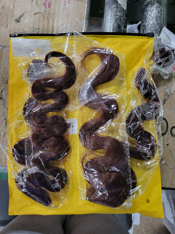 Photo 1 of 30 32 34 Inch Color 33 Bundles Human Hair Auburn Body Wave Bundles Huxowax Peruvian Virgin Remy Hair Extensions Double Weft Reddish Brown Body Wave Bundle Hair Weave 150g