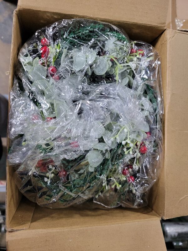 Photo 1 of 18 Pcs 8" Mini Christmas Wreaths for Kitchen Cabinet Small Christmas Candle Rings Wreaths, Front Door Pillars/Home Table Centerpieces Hanging Garlands, for Windows/Wedding Decor (No Red Ribbon)