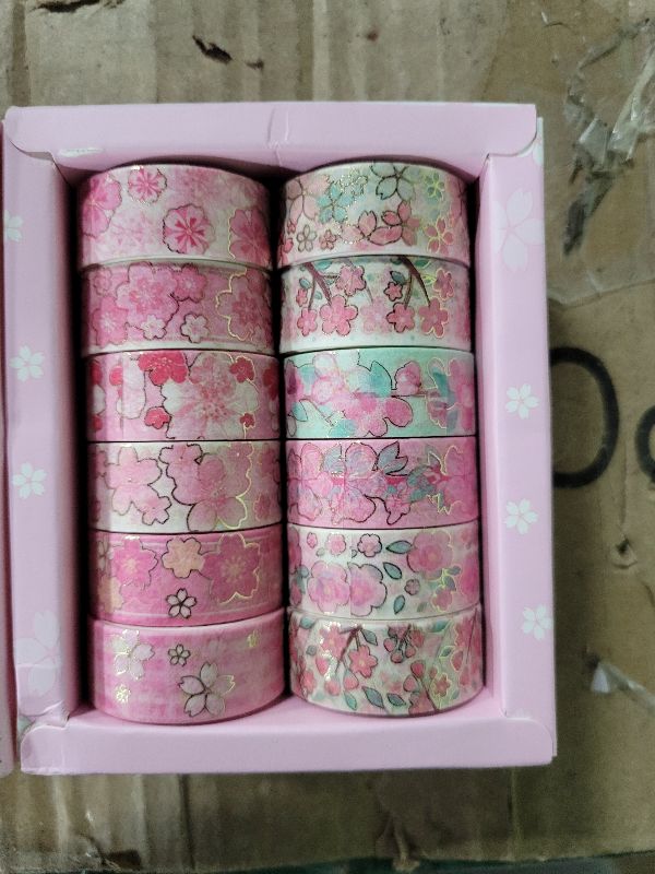 Photo 1 of 12 Rolls Flower Gold Stamp Washi Sticker Set, Stickers Decorative for Arts DIY Crafts Journal Supplies Scrapbook Card Gift Wrapping