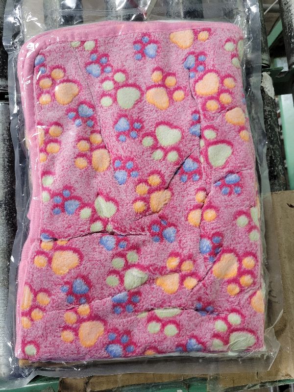 Photo 1 of 1 Pack 3 Blankets Super Soft Fluffy Premium Fleece Pet Blanket Flannel Paw Printed Throw for Dog Puppy Cat (Medium 30x20'', Brown, Pink, White)