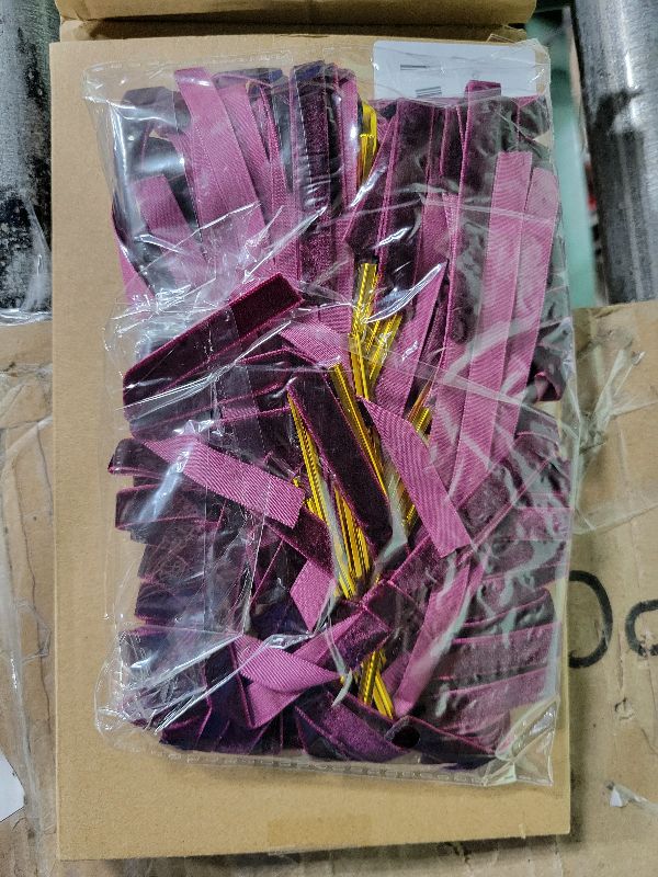 Photo 1 of 24 Pcs Deep Burgundy Velvet Bows Ornaments for Christmas Tree, Vintage Elegant Velvet Christmas Bows Tree Decorations, Indoor Home Decor for Wreath Mantle Gift Wrap Holiday Decor, 3/8'' W, 5 * 7 inch