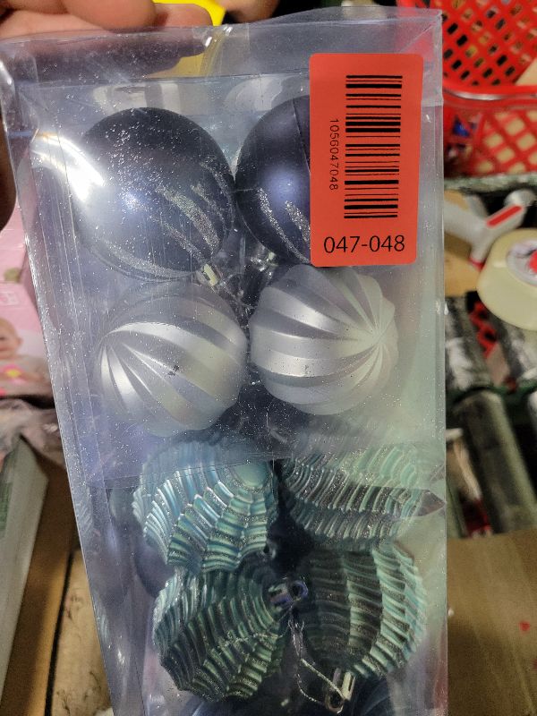 Photo 1 of 100Pcs Christmas Ball Ornaments Set, Assorted Shatterproof Christmas Ornament, Christmas Tree Theme Hanging Decoration for Xmas Tree Holiday/Party/Home Decor (Blue & Silver)