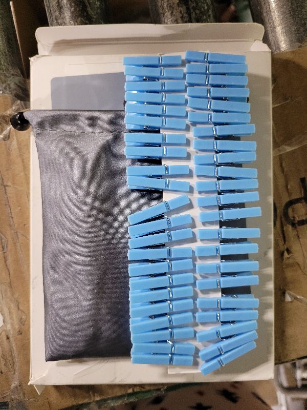 Photo 1 of 100PCS Baby Shower Clothespins Games Boy Plastic Clothes Pin with Storage Bag Mini Blue Pin Bulk 1.4 inch for Party Decorations, DIY Crafts