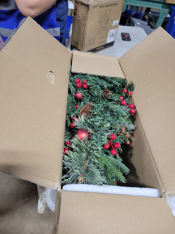 Photo 1 of 2 Set 30 Inch Outdoor Christmas Tree with LED Lights, Battery Powered & 6H Auto Timer, 8 Modes, Prelit Christmas Tree with Pine Cones Red Berries and Ball, Holiday Decor for Porch Yard Patio Pathway