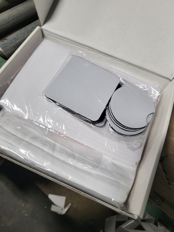 Photo 1 of 114Pcs Sublimation Blanks Products, Sublimation Blanks Set Including DIY Blank Makeup Bag, Keychain, Earring, Pillow Cover, Mouse Pad, Coaster, Garden Flag for Sublimation Transfer Christmas Craft
