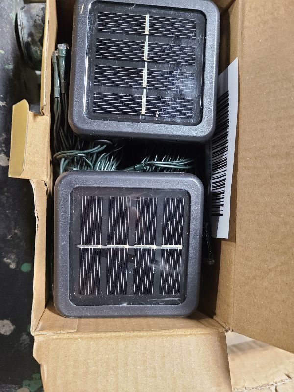 Photo 1 of 2 Pack 200 LED Solar String Lights for Outside, Solar Christmas Lights Outdoor Waterproof, Solar Outdoor String Light with 8 Lighting Modes for Xmas Tree Wedding Party Garden Decorations (Warm White)