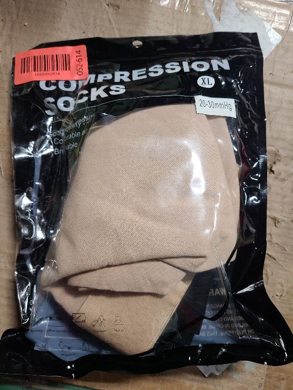 Photo 1 of 2 Pairs Compression Stockings for Women & Men, Thigh High Length 15-20mmHg Graduated Compression Socks for Nursing Sports Varicose Veins, Dot Top, Closed Toe, Mix,XL