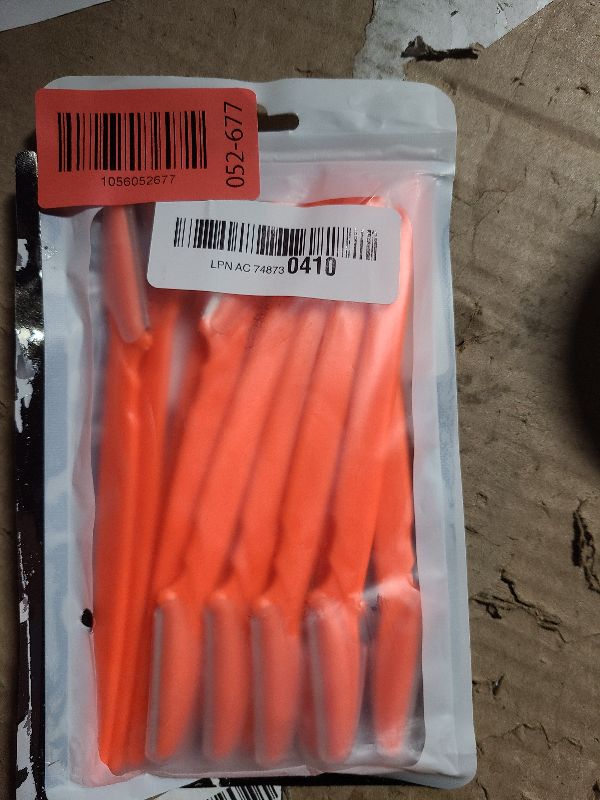 Photo 1 of 12 Pcs Eyebrow Razors, Face Razors Multipurpose, Exfoliating Dermaplaning Tools, Eyebrow Trimmers Shaver with Safety Cover, Facial Hair Removal for Women Men Body Use (Orange-red)