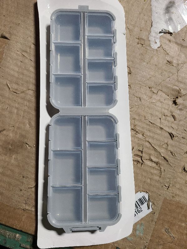 Photo 1 of 14 GRIDS Travel Pill Organizer Box with Labels - Travel Medicine Case Kit - Pocket Daily Pharmacy Container - Travel Medication Holder Dispenser for Fish Oil Vitamin Supplement Storage - Grey