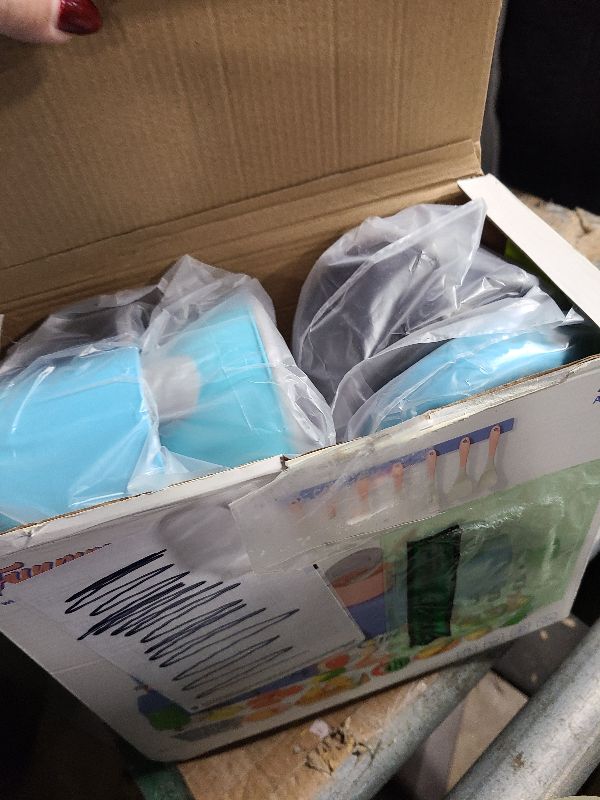 Photo 1 of 130Pcs Kitchen Playset, Toddler Pretend Cooking Play Pots, Pans, Utensils Cookware, Daily Food Fruit Veges, Shopping Storage Basket, Dessert, Prop Money, Learning Gift for Child (Turquoise)