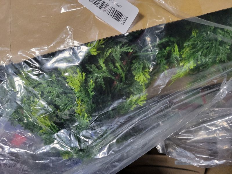 Photo 1 of 9ft Christmas Cedar Garland with Soft Thickness Pine, Artificial Green Faux Cedar Pine Garland for Mantle Fireplace Indoor Outdoor Holiday Party Home Decoration?2 Pcs?