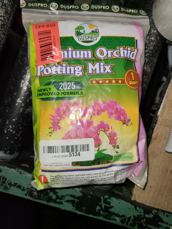 Photo 1 of [Upgraded] DUSPRO Orchid Potting Mix for Repotting with Forest Moss, Pine Bark, Perlite & Pumice, Orchid Bark Potting Mix, Orchid Repotting Soil, Drainage Indoor Potting, Orchid Pot Not Included,1 QRT