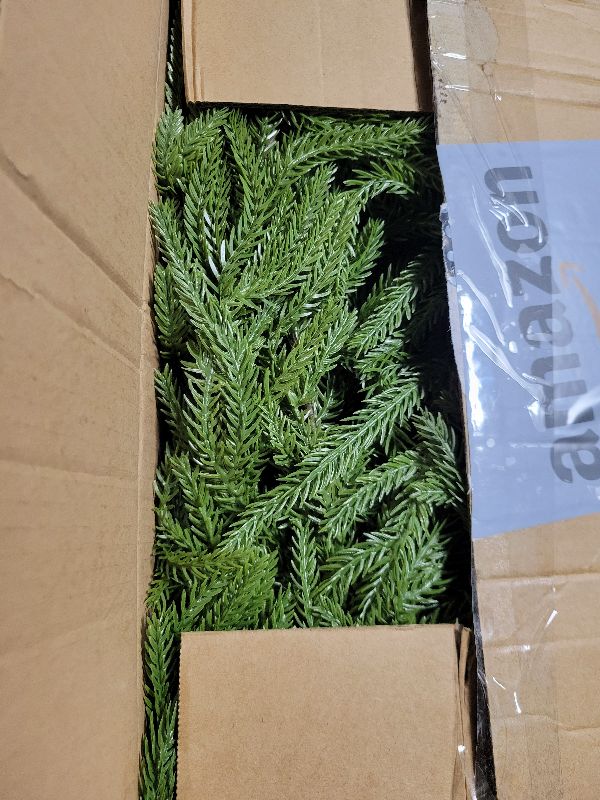 Photo 1 of 12Ft(2Pcs*6Ft) Artificial Norfolk Pine Christmas Garlands Decorations,Xams Green Real Touch Pine Garland Decor for Table Mantle Fireplace Indoor Outdoor Holiday Home