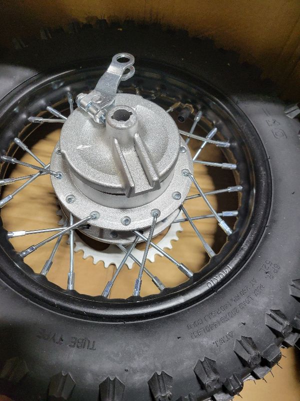 Photo 1 of 10" Rear Wheel Rim Tire Assembly 12mm Bearing for 50cc 70cc 90cc 110cc Dirt Pit Pro Trail Bike CRF50 DRZ70 PW50 BBR50 TTR50 DRZ50 SSR 3.00-10 80/100-10 1.4x10 (Tire 3.00-10 No Drum Brake)