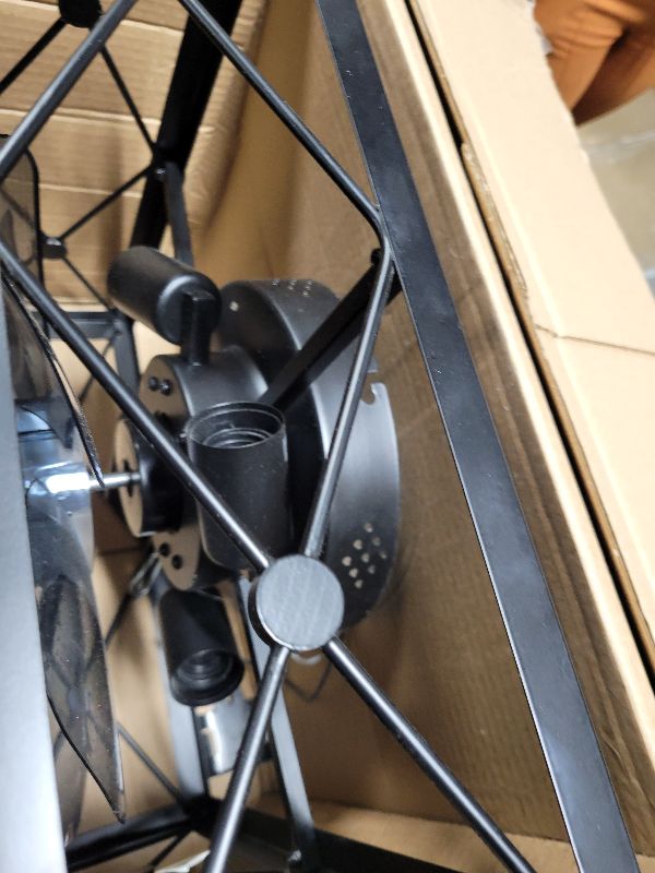 Photo 2 of LEDIARY Caged Flush Mount Ceiling Fans with Lights and Remote, Black Square Rustic Low Profile Ceiling Fan, 6 Speed and Reversible, Small Farmhouse Bladeless Ceiling Fan for Bedroom, Kitchen, Indoor