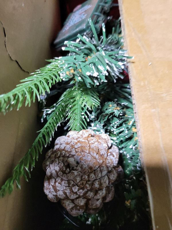 Photo 1 of [ Timer & 8 Modes] 24 Inch Realistic Snowy Tabletop Christmas Tree PE&PVC Branches Mini Christmas Tree with 50 Warm White & Muliti Lights Red Berries Pine Cone Indoor Home Christmas Decorations