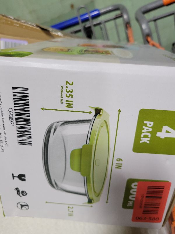 Photo 1 of 20oz Food Storage Containers with lids Set, Airtight 2.5 Cup Glass Meal Prep Containers, Heat-Resistant BPA-Free Glass Containers for Soup Leftover, Microwave, Dishwasher Freezer Safe (4 Packs)