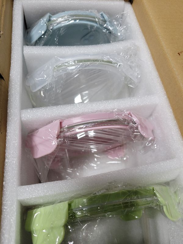 Photo 1 of 20oz Food Storage Containers with lids Set, Airtight 2.5 Cup Glass Meal Prep Containers, Heat-Resistant BPA-Free Glass Containers for Soup Leftover, Microwave, Dishwasher Freezer Safe (4 Packs)